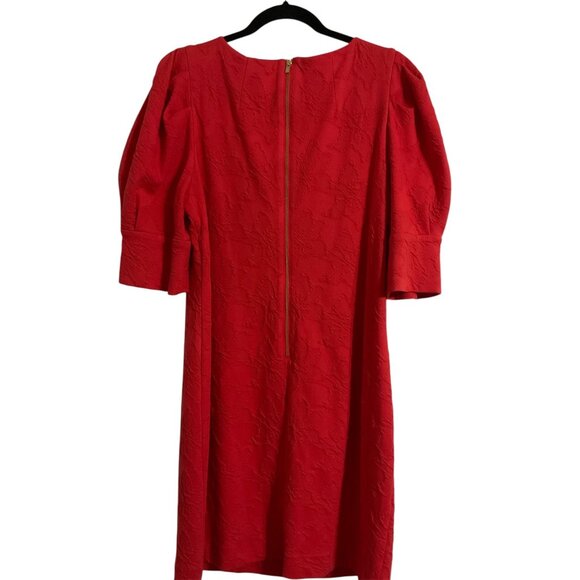Lilly Pulitzer Knowles Ruby Red Textured Puff Sleeve Dress XL - Picture 4 of 15